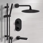 Remer TSR36 Matte Black Thermostatic Tub and Shower Faucet Set with Handheld